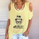 thumbnail image 1 of Puntoco Blusa de manga corta informal con estampado sin tirantes y cuello redondo para mujer Puntoco Puntoco-725, 1 of 5