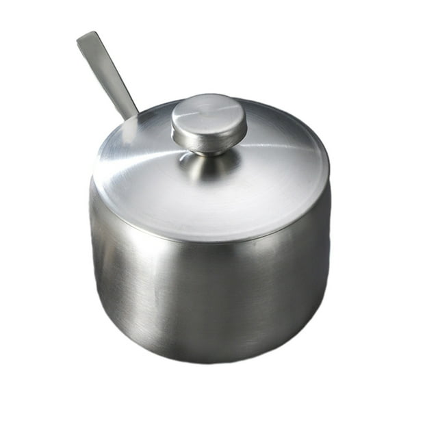 Billuyoard Stainless Steel Sugar Bowl Tea Spice and with Salt Jar Lid Kitchen Seasoning Container Gadgets Spoon Pepper Pot Type4 NO4
