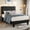 Black, variant on Virans Twin Size Bed Frame with Linen Upholstered Headboard, Platform Bed Frame, No Box Spring Needed, Wooden Slat Support, White