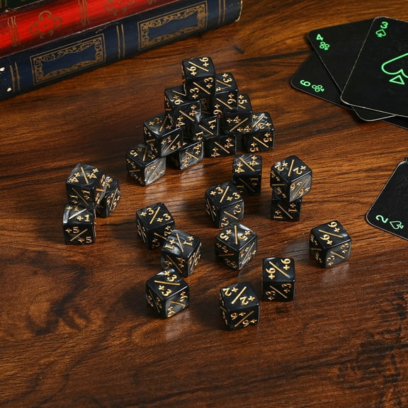 LITINKIMI 24 Pieces Counters Dice  1/ 1 Tokens Black Counter Dice Set for D6 TCG CCG Cards Gaming Accessories