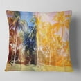thumbnail image 2 of Designart Retro Palms in Yellow Shade - Landscape Painting Throw Pillow - 18x18, 2 of 5