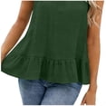 thumbnail image 5 of Felirenzacia Women's Halter Neck Ruffle Hem Tank Top, 2026 Spring Summer Soft Lightweight Flowy Spaghetti Strap Sleeveless Top,Army Green,M, 5 of 8