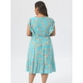 thumbnail image 3 of DARING DIVA Women's Plus Size V Neck Ruffle Sleeve Knee Length Casual Dress 2X Lake Blue, 3 of 5