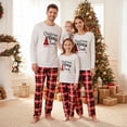 thumbnail image 2 of Family Matching Pajamas Sets Christmas Letters Printed Long Sleeve Tops Plaid Pants Sleepwear, 2 of 7