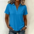thumbnail image 2 of Womens V Neck Collared Shirts, Short Sleeve Business Dressy Casual Tops, Summer Flowy Trendy Tees, 2 of 8