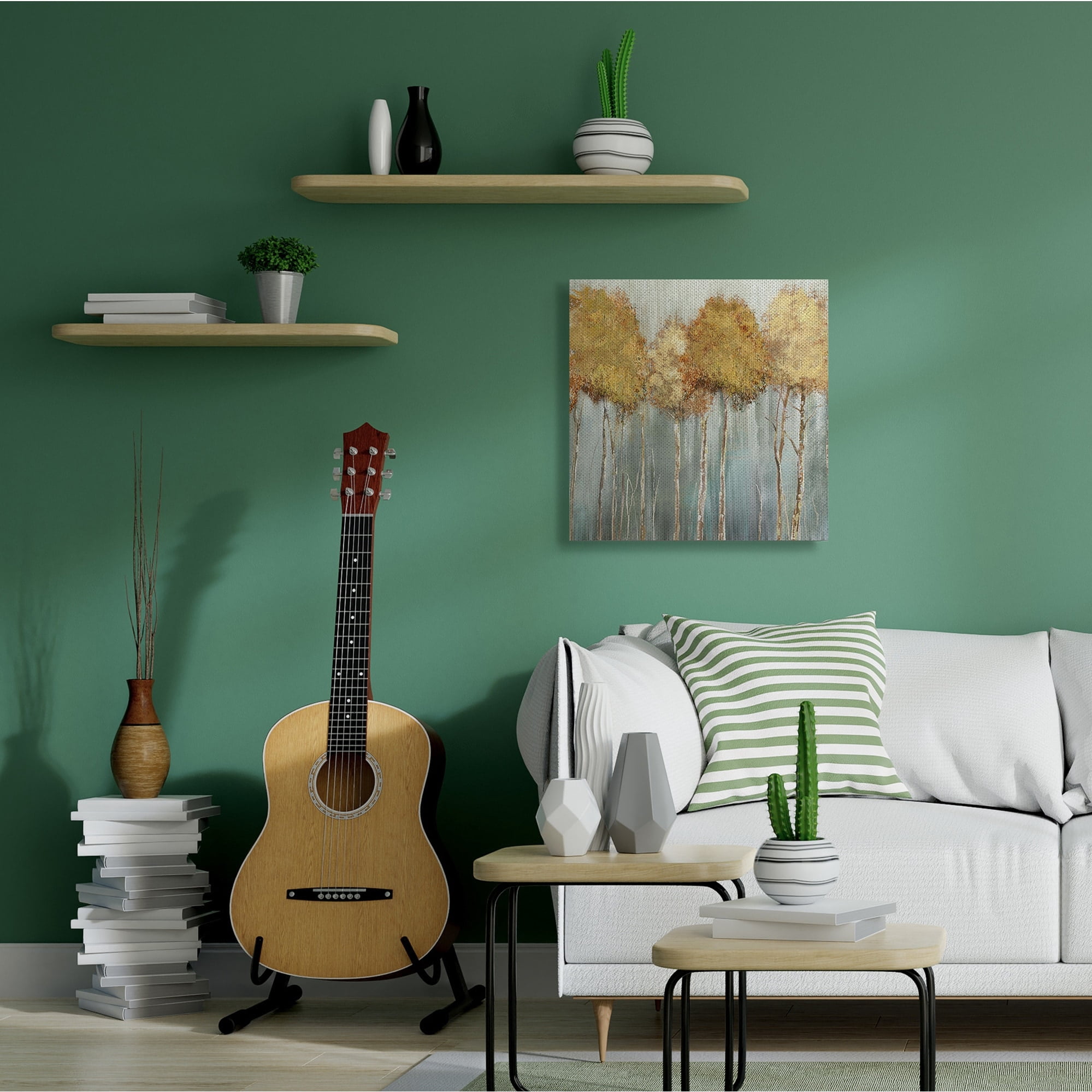 Stupell Industries Neutral Tree Forest Standing Tall over Grey,30 x 30,Designed by Carson Lyons