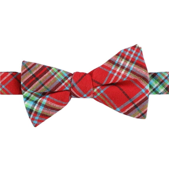 Countess Mara Mens Plaid Self-tied Bow Tie, Red, One Size