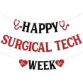 thumbnail image 1 of Happy Surgical Tech Week Banner - Surgical Tech Week Decor, National Surgical Technologist Week Appreciation Party Decorations Black Red, 1 of 2