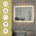 thumbnail image 6 of Costway Wall Mounted Rectangle Bathroom LED Mirror Dimmable Touch 3-Color Frameless, 6 of 11