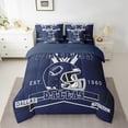 thumbnail image 2 of Manfei American Ball Sport City Bedding Sets Queen Size,Dallas Comforter Sets with Sheets,Blue Rugby Helmet Bed in a Bag Queen Size For Boys,Lightweight Room Decoration Reversible,7-Piece, 2 of 7