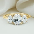 thumbnail image 3 of Rosec Jewels Lab Created Diamond Ring - 3 Stone Engagement Ring Oval - EF-VS Quality Certified, 14K Yellow Gold, US 5.50, 3 of 8