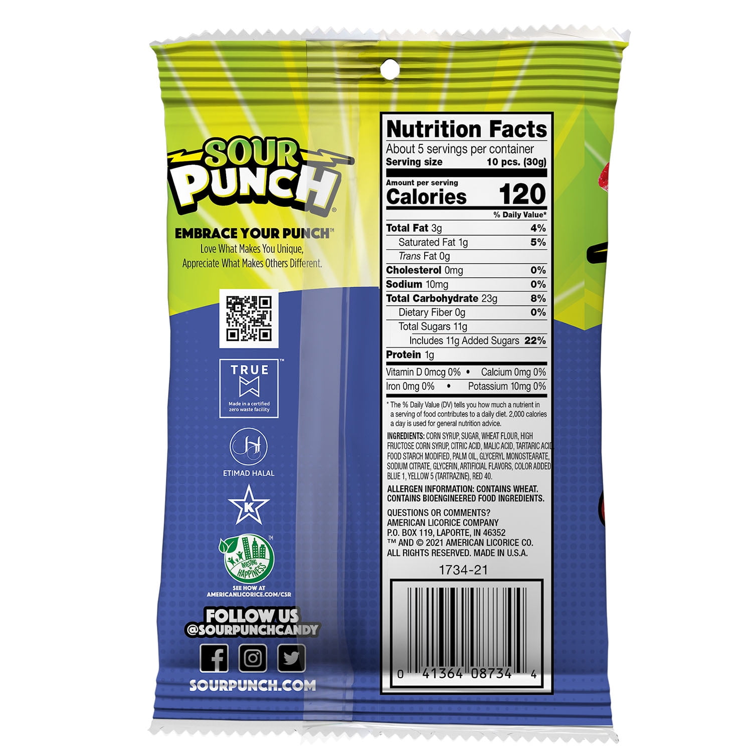 (6 pack) Sour Punch Bites Assorted Flavors Candy, 5oz Bag