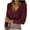 Wine, variant on Knitted Tops with Pearls for Women Wrap V-Neck Sexy Tops Slim Fit Long Sleeve Ribbed Blouse Trendy Going Out T Shirts