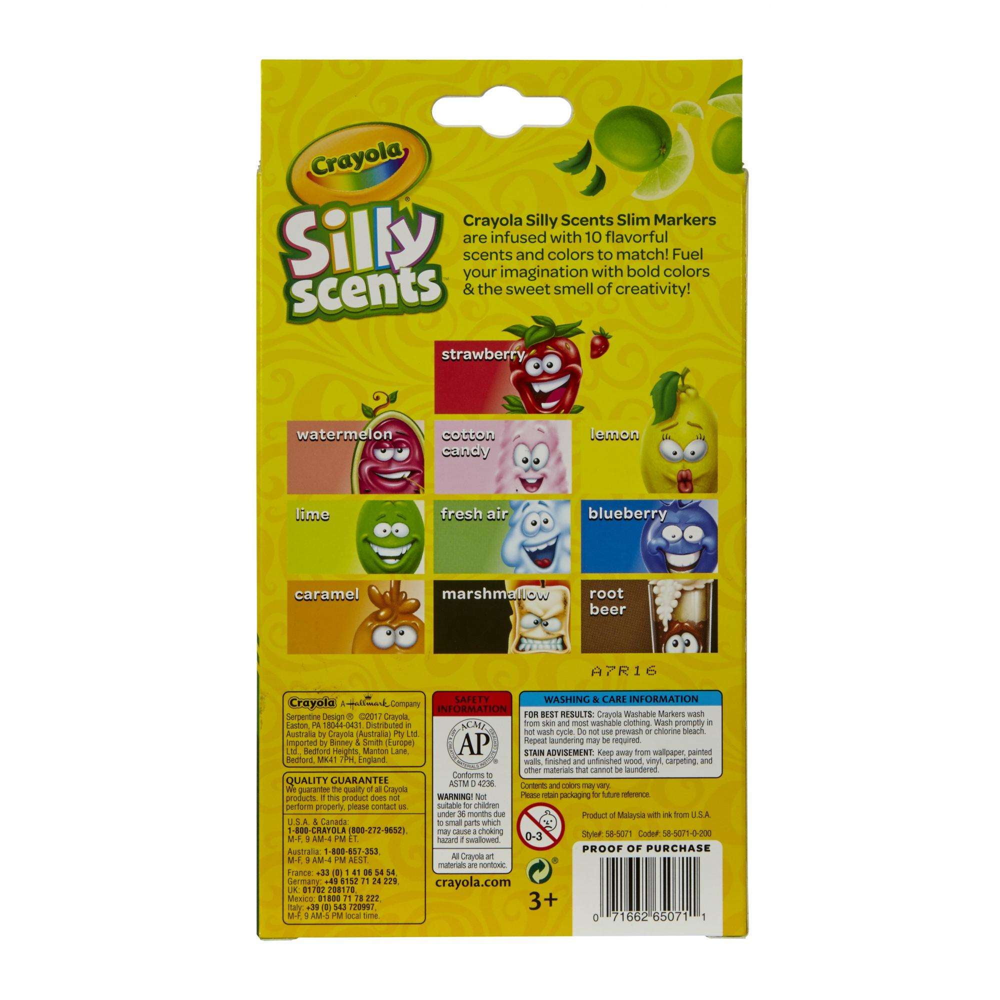 Silly Scents Slim Fine Line Washable Markers, 10 Count, Mardel