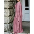 thumbnail image 2 of Women's Round Neck Maxi Dress with Flowing Cape Sleeves 100% Polyester Elegant Floor Length Chic Dress for Evening Wear, 2 of 15