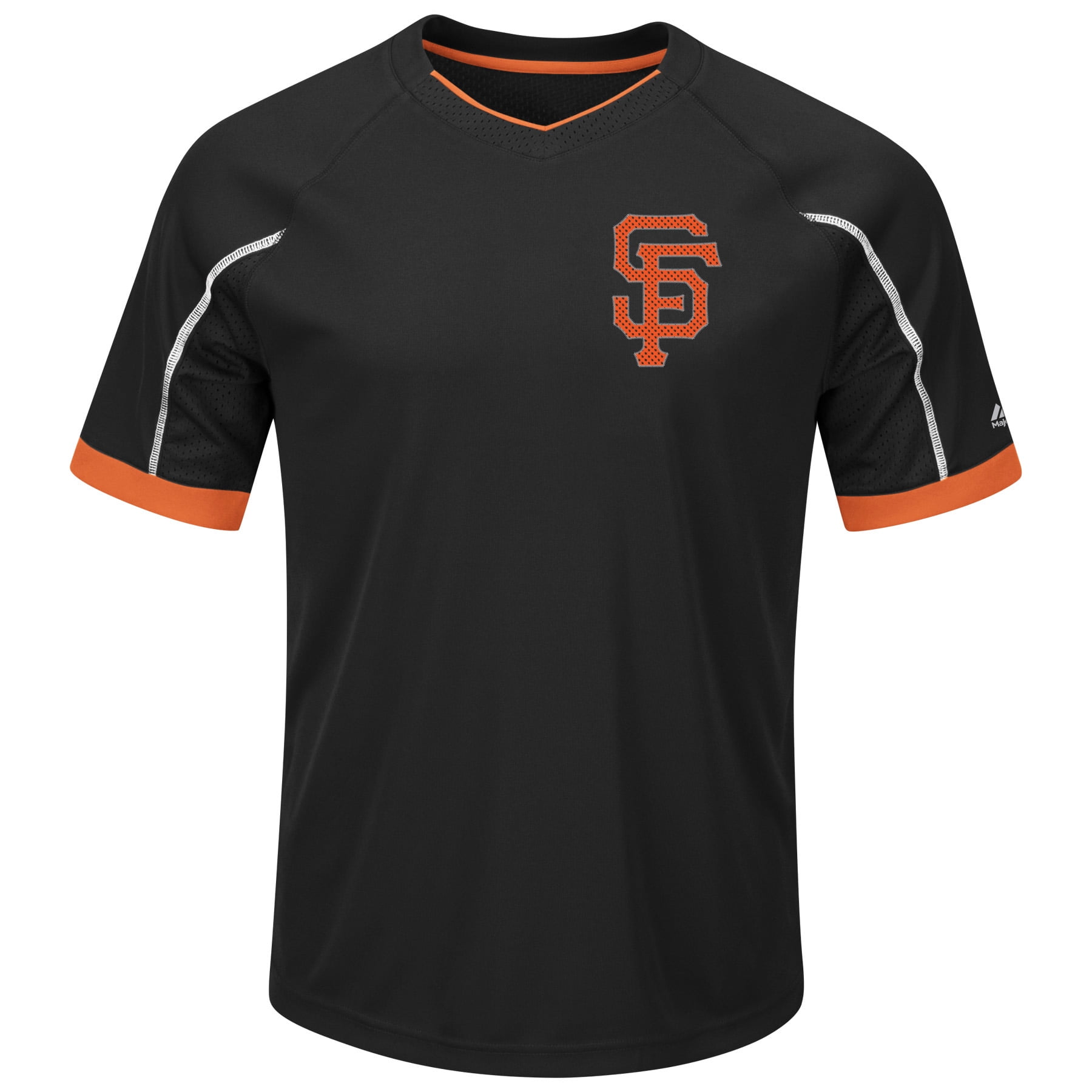 San Francisco Giants Majestic Big & Tall Emergence V-Neck T-Shirt Black Orange by Profile
