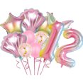 thumbnail image 3 of Decoración de cumpleaños de sirena, nuevo juego de vajilla con temática, mantel, vasos de papel, platos, telón de fondo, pancarta, globos para bebé, suministros para fiestas infantiles, 3 of 5