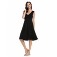 thumbnail image 4 of New Women V-Neck Sleeveless Solid Fit and Flare Casual Dress HFON, 4 of 7