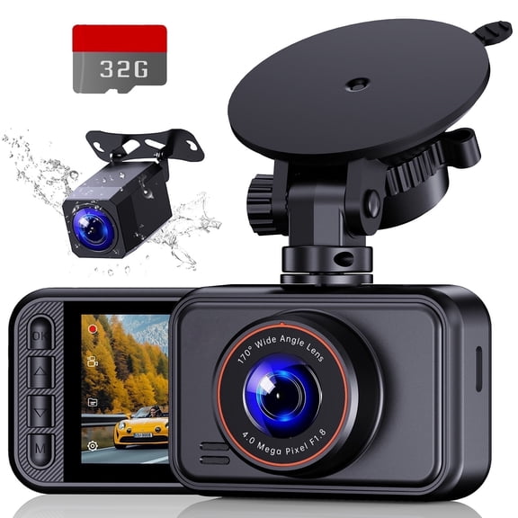 Dash Cam, Dash Cam Front and Rear, Ecomoment 2560P Mini Car Camera, 2 inch IPS Screen, WDR Night Vision, G-Sensor, 32GB Card, Support 256GB Max, Black