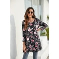 thumbnail image 3 of ENMAIN Plus Size Tunic 3/4 Sleeve Shirt Casual Dressy Crew Neck T Shirts Loose Fit Floral Blouses 2XL, 3 of 8