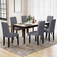 thumbnail image 4 of Gymax Dining Chair Set of 4 Fabric Upholstered Rubber Wood Legs Side Armless Dark Gray, 4 of 9