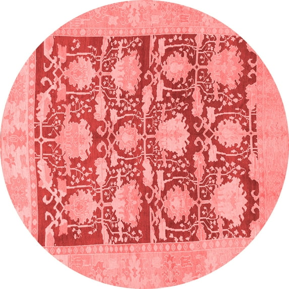 Ahgly Company Indoor Round Abstract Red Modern Area Rugs, 4' Round