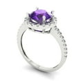 thumbnail image 2 of Halo Engagement Ring for Women - 1.8ct Natural Amethyst in 18K White Gold Promise Ring, 2 of 6