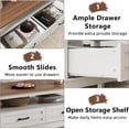 thumbnail image 5 of EastVita 47inch Farmhouse Coffee Table with Drawers Rustic Coffee Table Wood Center Table Easy Assembly Living Room Table for Office Parlor Reading Room - White, 5 of 7