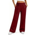 thumbnail image 3 of Sweatpants for Women Wide Leg Fall Lounge Sweat Pants with Pockets Drawstring Elastic Trendy Side Tie, 3 of 7