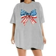 thumbnail image 4 of Womens T Shirt 4th of July Bow Graphic Patriotic Short Sleeve Independence Day Casual Fashion Clothing Light Gray XL, 4 of 5