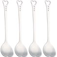 thumbnail image 1 of 4 Pcs Heart Shaped Spoons Stainless Steel Coffee Dessert Spoon Metal Stirring Spoon for Espresso Hot Chocolate, 1 of 5