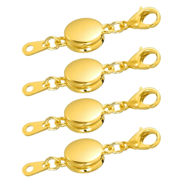 Unique Bargains 4Pack Magnetic Jewelry Clasps Oblate Magnetic Locking Lobster Clasp Gold