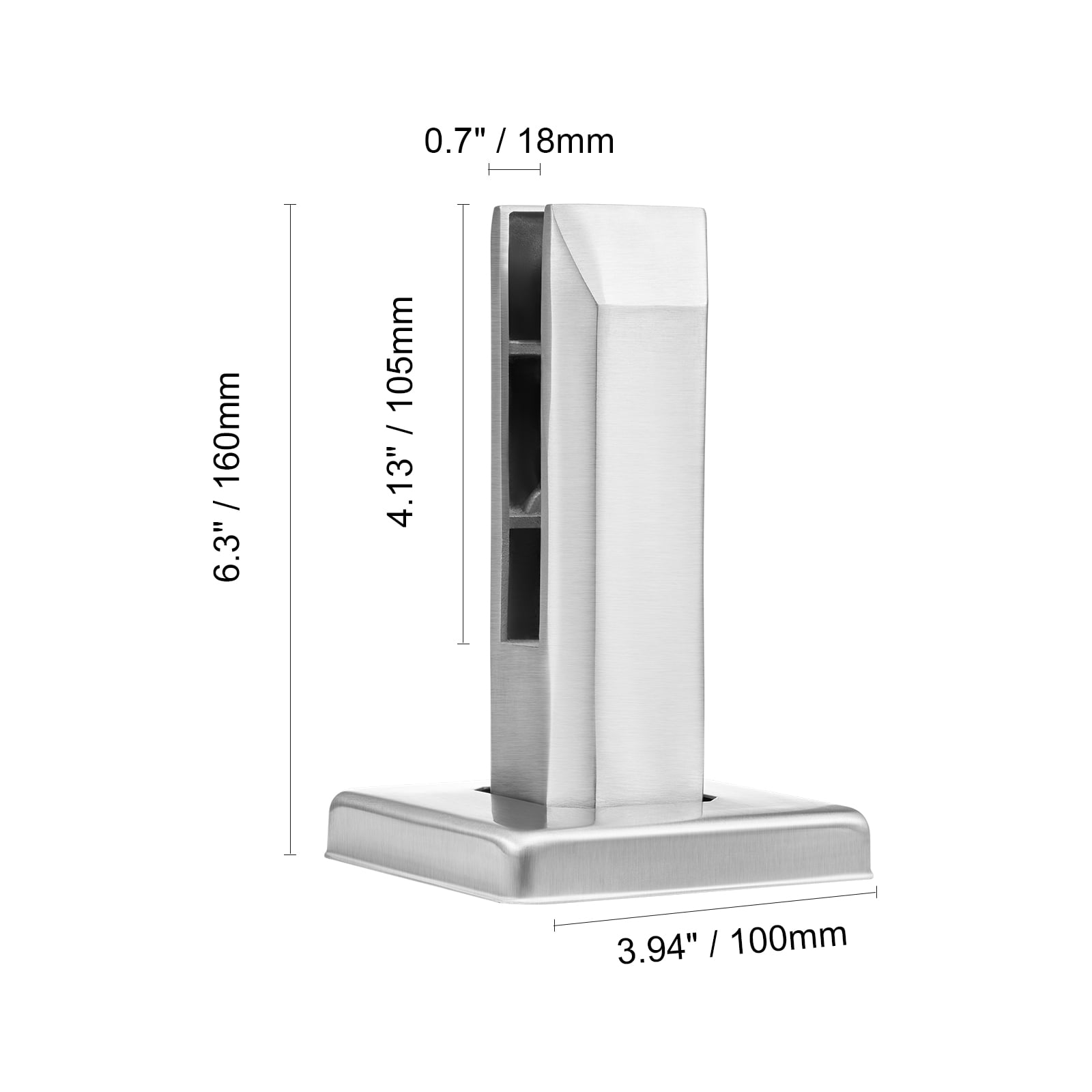 VEVOR Glass Clamp, 10 PCS Square Glass Railing Bracket for 0.31 "-0.47 " Tempered Glass, 304 Stainless Steel Glass Mounting Clamp, 0.12” Thick Glass Shelf Bracket for Balcony,Garden,Stair,Silver