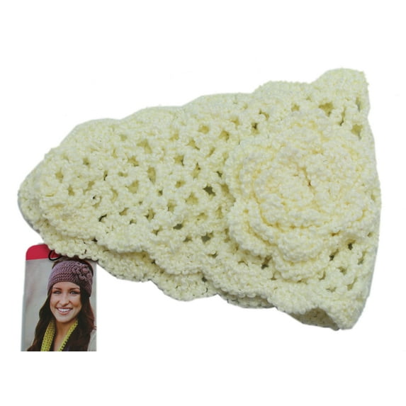 White Knitted Flower Shell Headband