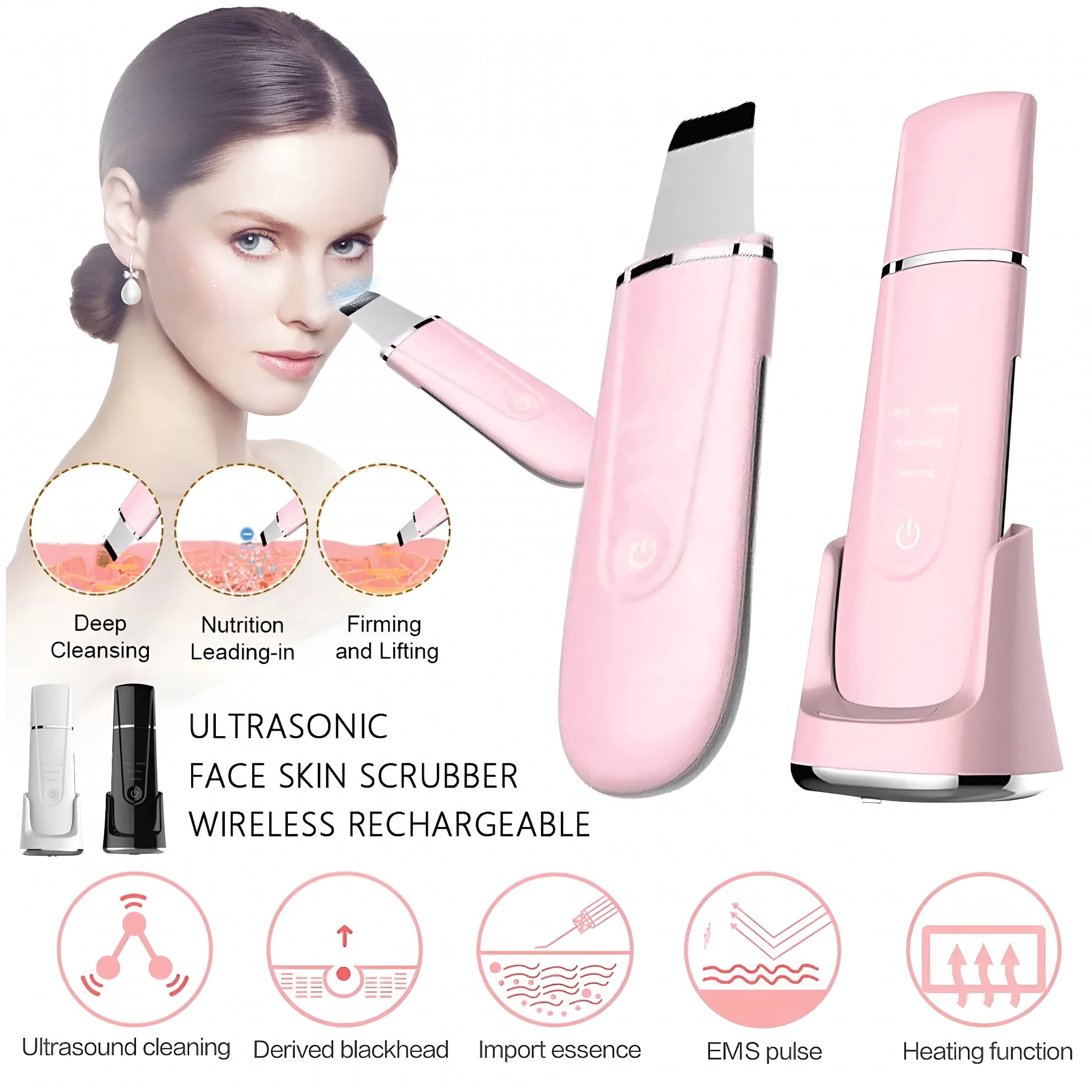 XIRQI 2026 New Ultrasonic Cleanser Skin Scrubber Face Spatula, Skin Spatula Pore Cleaner Blackhead Remover Tools for Facial Deep Cleansing, Skin Exfoliating Tool (Professional Series-Black)