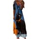 thumbnail image 1 of Vestido largo de manga corta de Halloween de encaje con cuello en V informal con estampado de verano para mujer a la moda Fridja bnh6135, 1 of 5