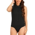 thumbnail image 1 of INSPIRAR CHIC Sin Mangas Camisa de Negocios con Cuello para Mujeres, Body de Botones Talla XS Negro, 1 of 6