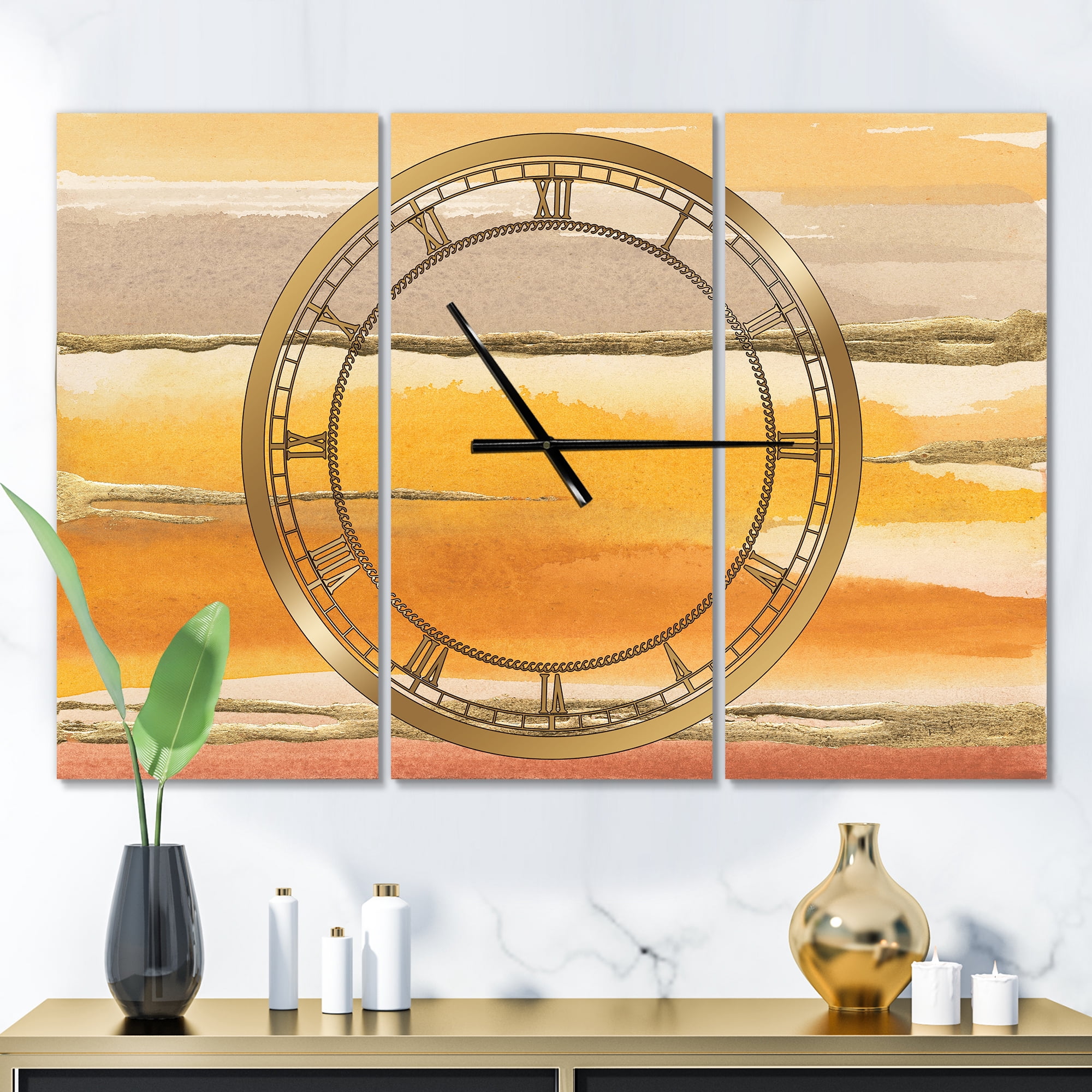 Designart 'Gilded Amber II' Modern Wall Clock