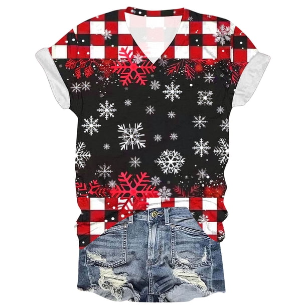 Blusas de Manga Corta para las Mujeres Causal Cuello en V Camiseta Sólida, Blusas de Verano de las Mujeres para el Hogar Y Diario