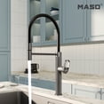 thumbnail image 3 of MASO Pull-Out Kitchen Faucet with 360° Swivel Modern Black Rubber Neck, Single Handle Single Hole Sink Faucet, 304 Stainless Steel, 2 Spray Modes, Brushed Gray, 3 of 10
