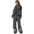 thumbnail image 2 of Bow Hoodie Set for Women Bow Sweatpants Set for Women Bow Sweat Set for Women Sweat Set for Women Two Piece Bow Print Tracksuit Long Sleeve Hoodie Wide Leg Sweatpants 2 Piece Outfits, Light Gray-XXL, 2 of 6