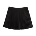 thumbnail image 3 of HH TRAF Falda mini de cintura alta con cremallera lateral para mujer, elegante, de verano, lisa, con pliegues anchos, para mujer, 3 of 5