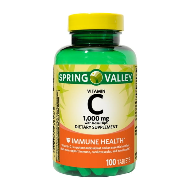 Spring Valley Vitamin C Tablets With Rose Hips 1000 Mg 100 Count Walmart Com Walmart Com