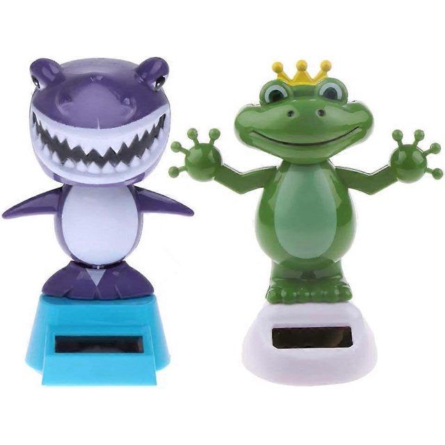 juguetes de baile con energía solar, cabeza oscilante animada, bailarín, juguete decorativo para coche, rana y tiburón