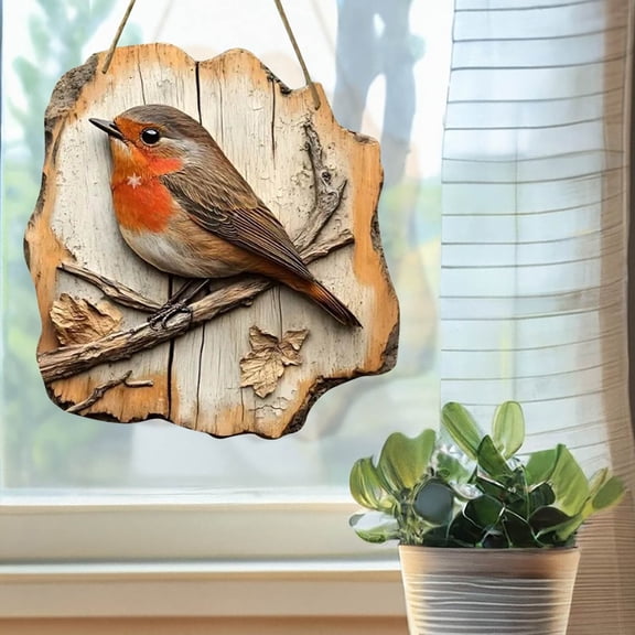 BAOPAI Unique Rural Style 2D Wooden Bird Wall Hanging Decoration Perfect Gift for Bird Enthusiasts and Nature Lovers Home Decor Ornament