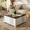 thumbnail image 4 of Winkalon 35.5” Square Lift Top Coffee Table, Farmhouse Coffee Table With Large Hidden Storage, Multi-Function Lift Wood Center Table for Home, Office, White, 4 of 9