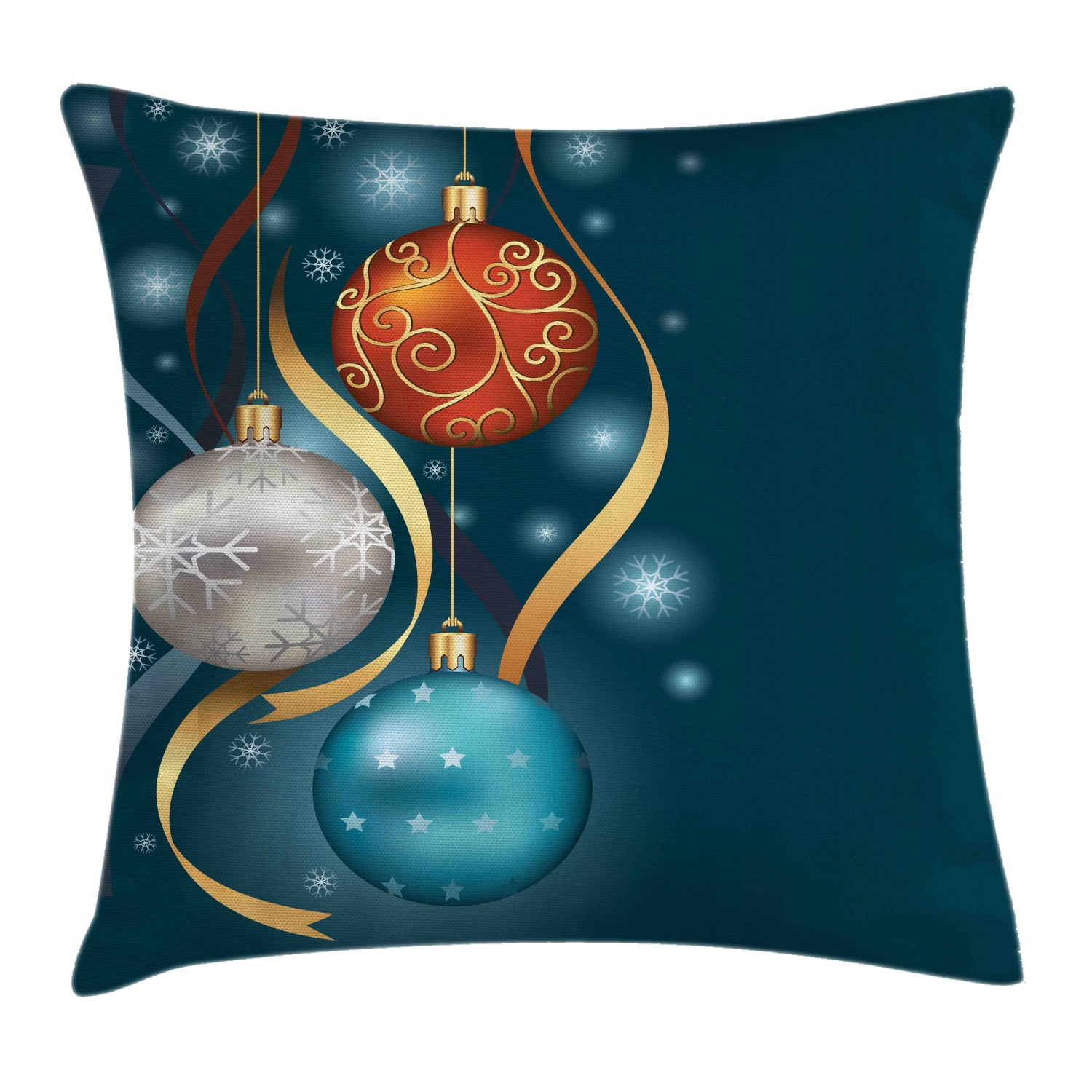 Christmas Throw Pillow Cushion Cover, Vivid Classical Baubles with