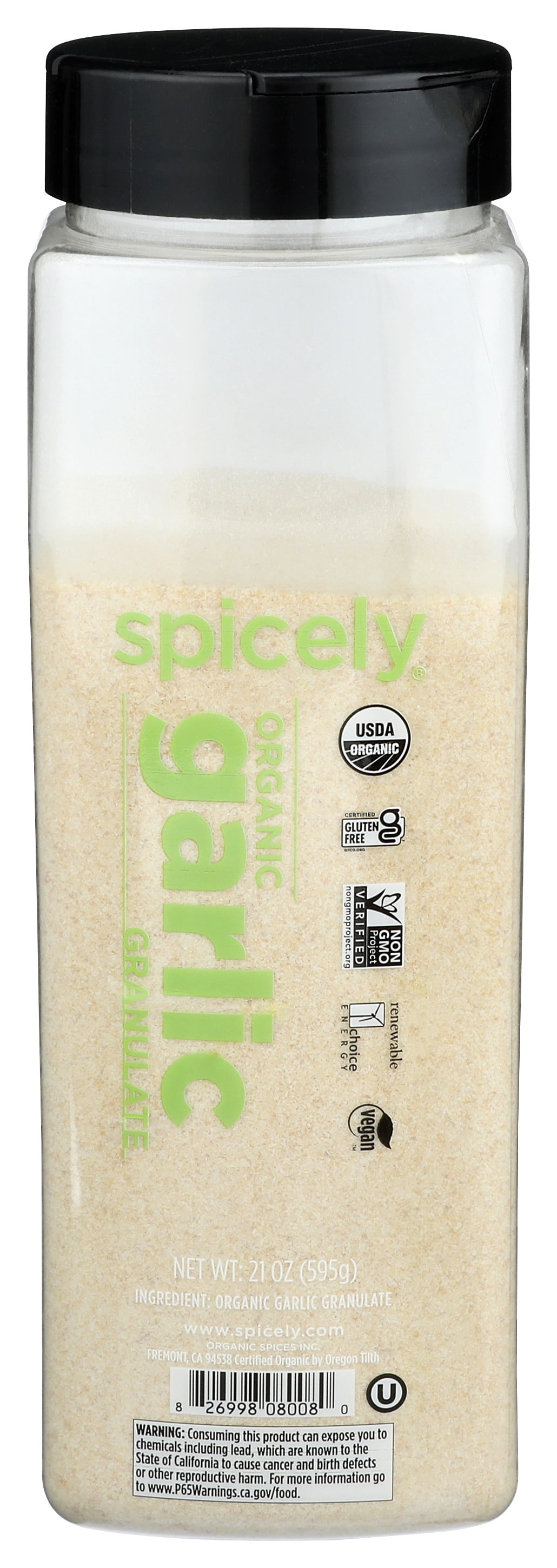 Spicely Organics Garlic Granulates Club Size Certified Gluten Free