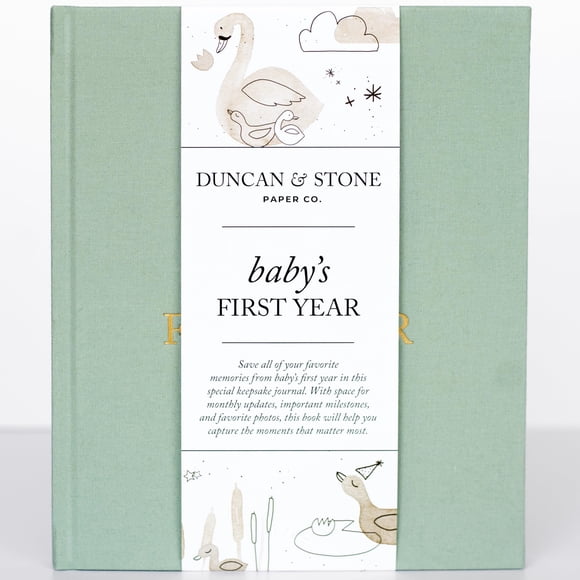 Libro de recuerdos para bebés Duncan & Stone, color verde salvia, 112 páginas