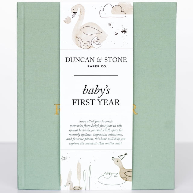 Libro de recuerdos para bebés Duncan & Stone, color verde salvia, 112 páginas